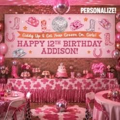 Cowgirl Disco PERSONALIZED Giant Vinyl Keepsake Banner